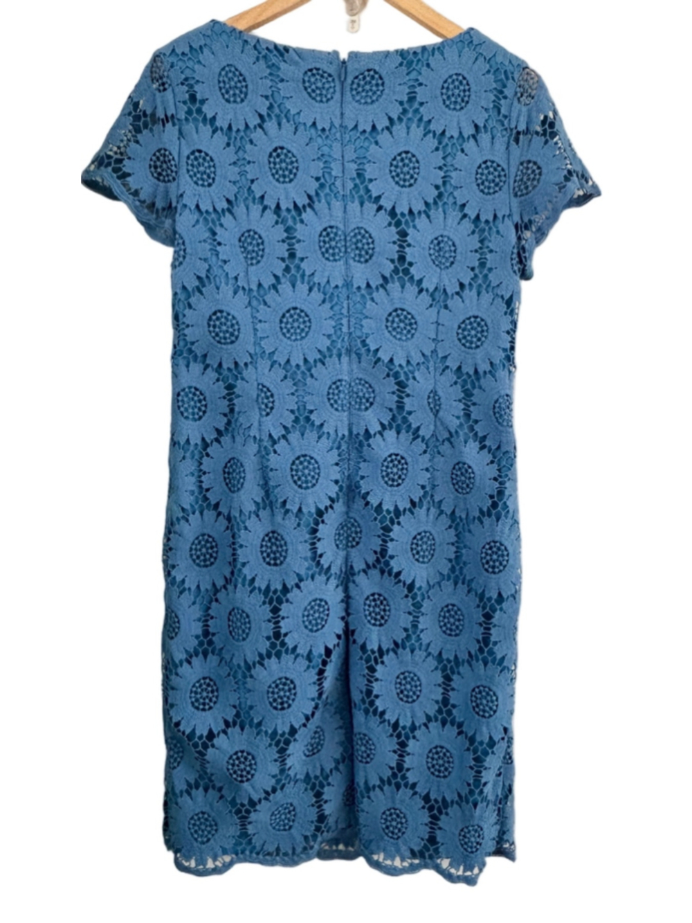 Talbots sunflower lace cornflwr blu sheath drss SZ 10 garden party coquette girl - Picture 3 of 9